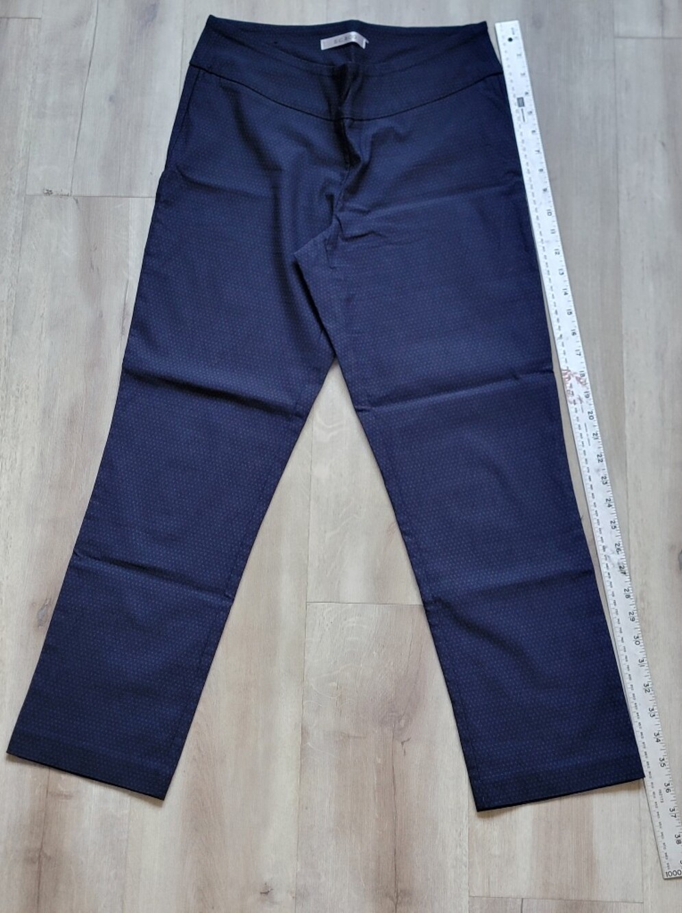 SC & Co. Navy Blue Patterned Tummy Control Comfort Stretch Pull-On Pants
